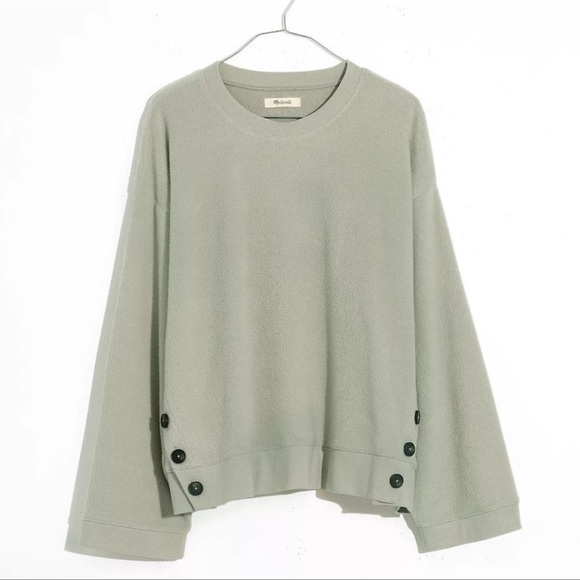 NWT Madewell (Re)sourced Side Button Relaxed Sweatshirt SIZE XS Faded Seagrass - Picture 1 of 5
